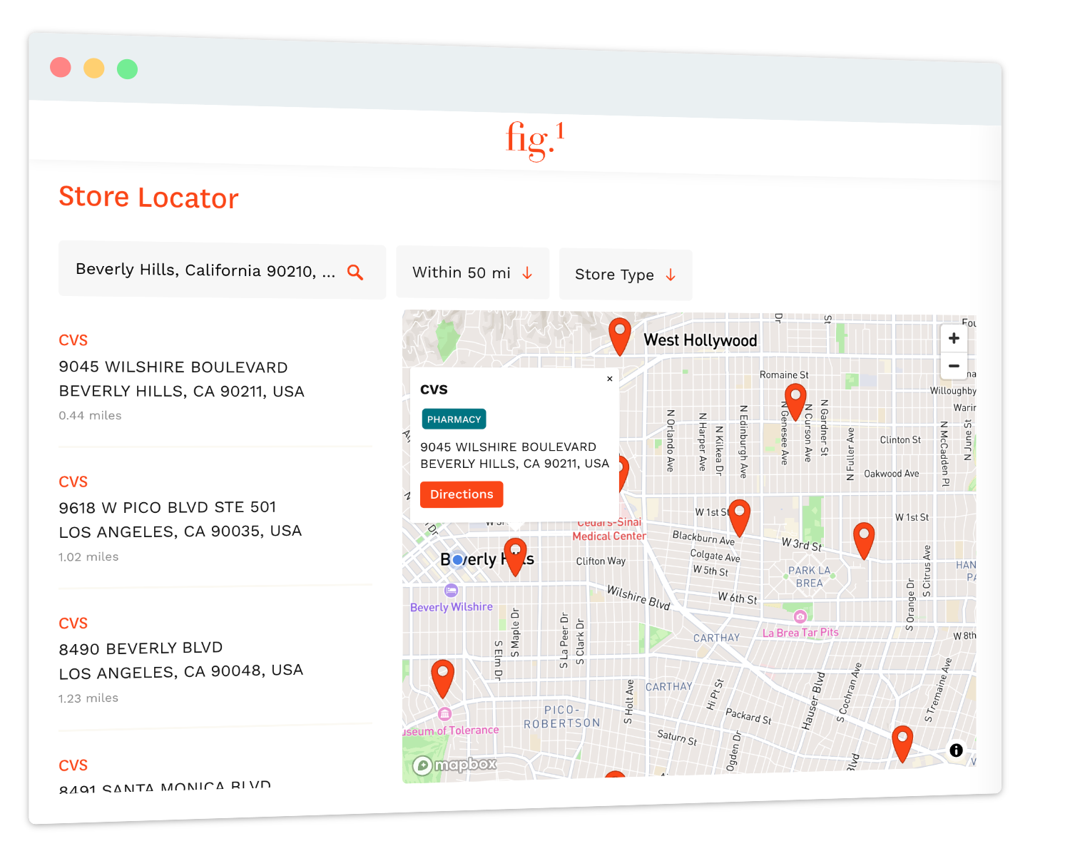 Storepoint Google Sheets sync feature showing a store locator with Google Sheets content